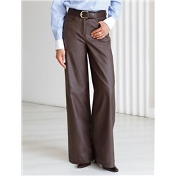 Брюки-трубы из эластичного хлопка с эффектом кожи