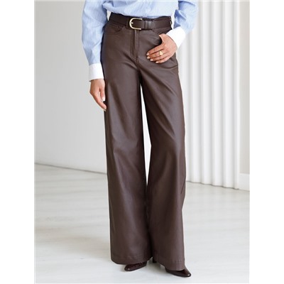 Брюки-трубы из эластичного хлопка с эффектом кожи