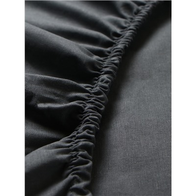 Простыня на резинке 2-спальная «Этель», 180×200+25 см, серая, поплин