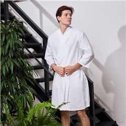Халат вафельный мужской Экономь и Я рукав 3/4 цвет белый размер 50-52, 100% хлопок, 200 г/м²