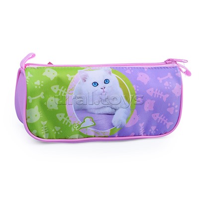 Пенал-косметичка объемный на молнии премиум, печать на ткани 220/105/65 "KITTEN" 2025