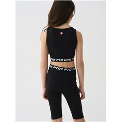 Комплект трикотажный для девочек: брюки (легинсы укороченные), топ, фуфайка (футболка)