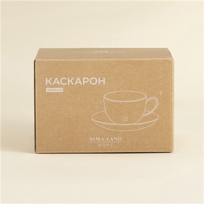 Чайные пары SL Home «Каскарон», 240 мл, набор 2 шт., костяной фарфор, белые