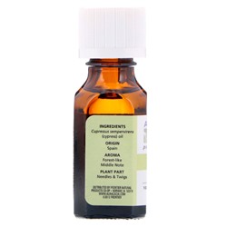 Aura Cacia, чистое эфирное масло, Кипарис, 0,5 жидкой унции (15 мл)