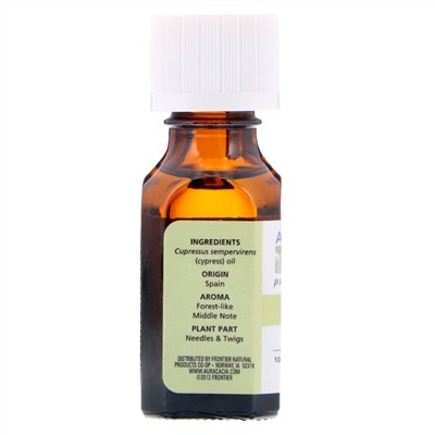 Aura Cacia, чистое эфирное масло, Кипарис, 0,5 жидкой унции (15 мл)