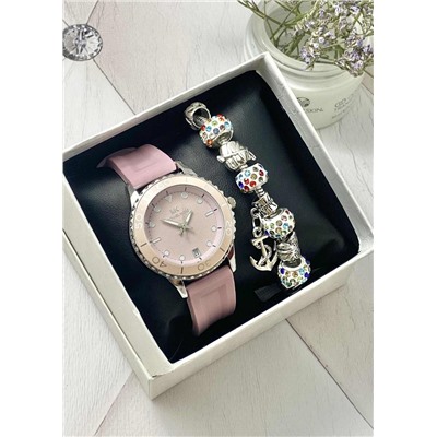 Подарочный набор для женщин часы и браслет+ коробка #22853030