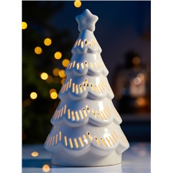 Светодиодная фигура «Ёлочка ажурная», 19.8×10.8×10.8 см, 1 LED, керамика, от батареек LR44×3, тёплый белый свет