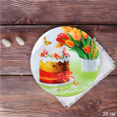 Тарелка круглая 20 см Пасха  /S3008 CC024 GREY /уп 6/48/ цветная коробка