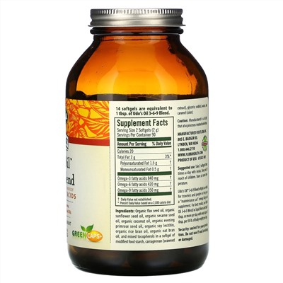 Flora, Udo's Choice, смесь Udo's Oil 3, 6, 9, 180 вегетарианских капсул
