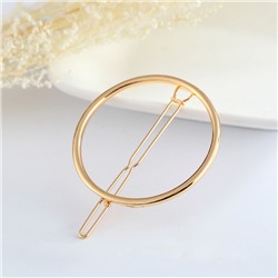 Заколка для волос металлическая золотая КРУГ