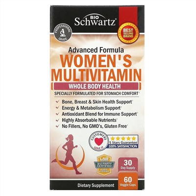 BioSchwartz, Advanced Formula, мультивитамины для женщин, 60 растительных капсул