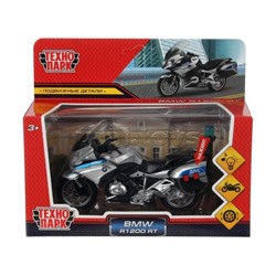 Модель металл свет-звук Мотоцикл BMW R1200 RT 13 см, подвиж детали, серебряный
