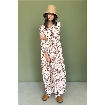 Платье женское  MOON085/05/Молочный, коричневый