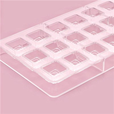 Форма для конфет и шоколада KONFINETTA «Тоффи. Квадрат», 27.5×13.5×2.5 см, 21 ячейка 2.5×1.5 см, прозрачная