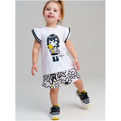 Комплект детский трикотажный для девочек: фуфайка (футболка), шорты