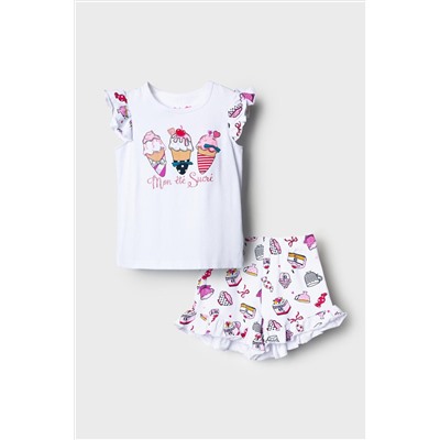 Комплект трикотажный для девочек: джемпер (футболка), шорты PLAYTODAY, 1239768