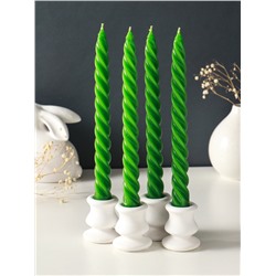 Набор свечей витых, 2.3×24.5 см, 5 ч, 50 г, 4 шт., тёмно-зелёный