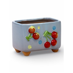 Декоративный горшок для цветов «Вишни», 9×7×8 см, керамический, Greengo