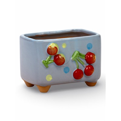 Декоративный горшок для цветов «Вишни», 9×7×8 см, керамический, Greengo