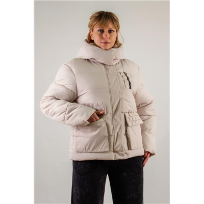 Демисезонная куртка с отделкой Квадраты арт.811 (Светло-бежевый)