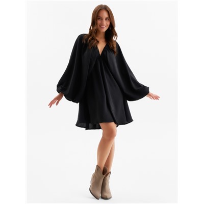 Платье мини женское с глубоким вырезом MINAKU, размер 42, чёрное