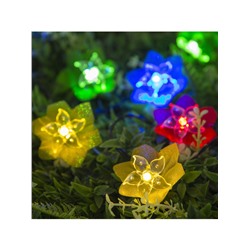 Гирлянда «Нить», 4.5 м, уличная, с насадками «Лилия», IP44, 30 LED, 2 режима, солнечная батарея, тёмная нить, свечение белое