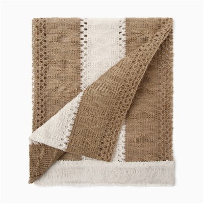 Дорожка «Этель. Сканди узор», коричневая, 32×150 см, 50% хлопок, 50% лён