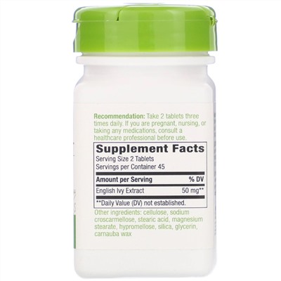 Nature's Way, Ivy Extract, 50 mg, 90 Vegan Tablets