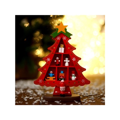 Сувенир «Ёлка с ячейками под подарки», 14.5×19.5 см, красная