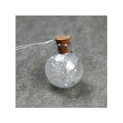 Гирлянда «Нить» 1.6 м с насадками «Шарики с белым конфетти», IP20, серебристая нить, 15 LED, батарейки ААх2 (нет в комплекте), свечение белое