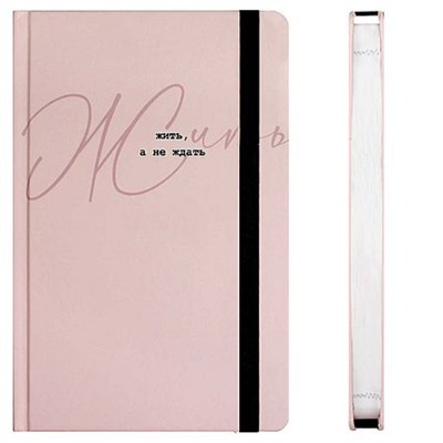 Ежедневник недатированный А5 192 стр. 71543 "ЖИТЬ, А НЕ ЖДАТЬ" клетка, на резинке Феникс