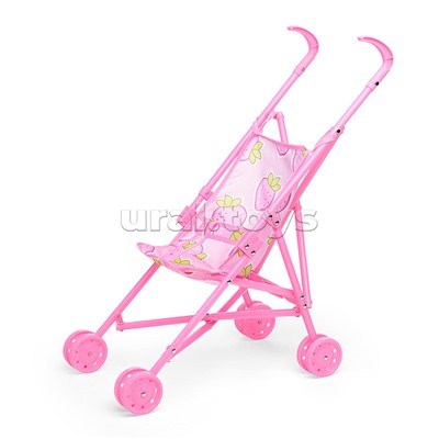 Коляска кукольная (складная, прогулочная с капюшоном, розовая) в пакете