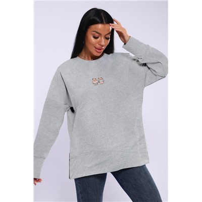 Худи женское с разрезами по бокам 003 (Светло-серый)