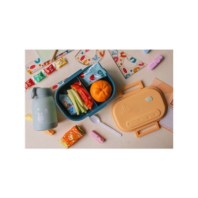 Ланч - бокс в школу, контейнер для еды, 1.05 л, с ложкой, 20×15×7.5 см, пластик, синий