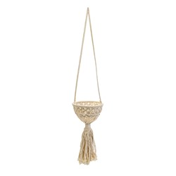 Кашпо - макраме «Луна», 15×15×12 см, текстиль, подвесное, бежевое