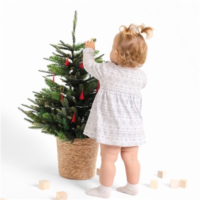 Боди - платье детское «Крошка Я. Олени», рост 62-68 см, белое