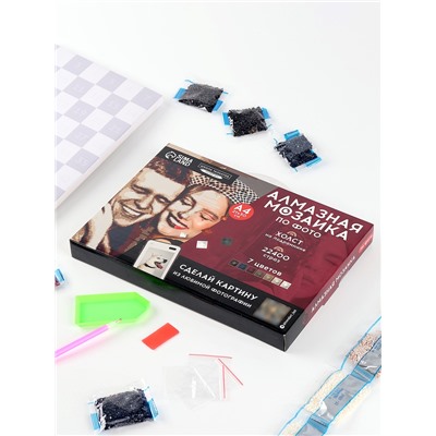 Алмазная мозаика по фото с полным заполнением «Vintage», на холсте с подрамником, А4