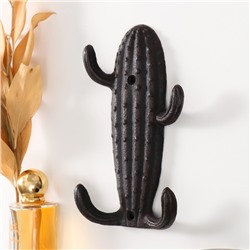 Крючки декоративные чугун «Кактус», ключница настенная, панно, 18×10.5×3.2 см