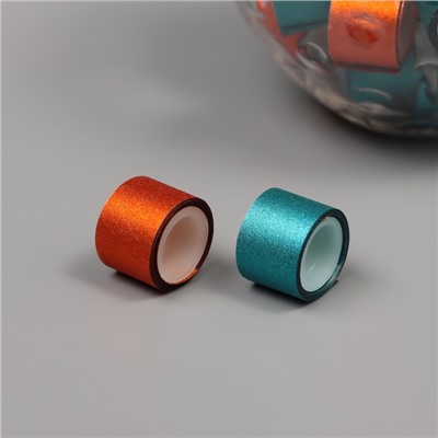 Клейкая лента пластик в банке «Глори. Оранж, морской», набор 40 шт., 1.2 см, дл.0.9 м, 7×7×9 см