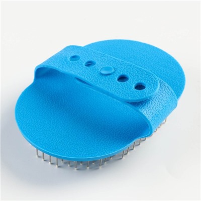 Расчёска-наладонник с металлическими зубьями, 13×8.5 см, голубая