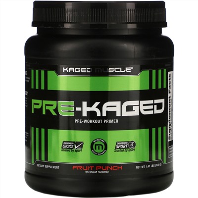 Kaged Muscle, PRE-KAGED, Pre-Workout Primer, Fruit Punch, 1.41 lbs (638 g)