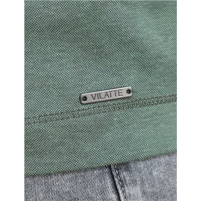 Джемпер хенли из полотна пике с меланжевым плетением с эластаном