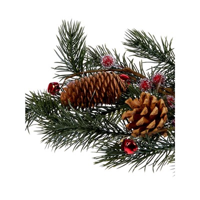 Декор настенный «Еловая ветвь с шишками», 70×27 см, 30 LED, от батареек CR2032×2, свечение тёплое белое
