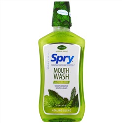 Xlear, Ополаскиватель для рта Spry, лечебный сбор, без спирта, натуральная мята, 473 мл (16 fl oz)