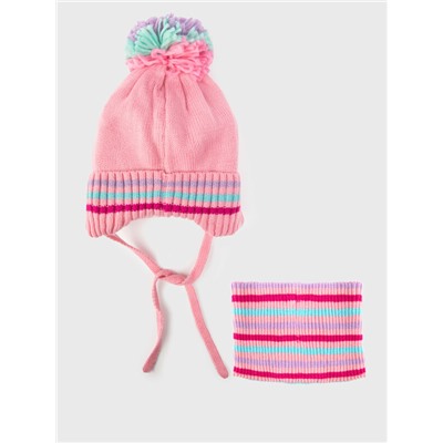 Комплект трикотажный для девочек: шапка, снуд