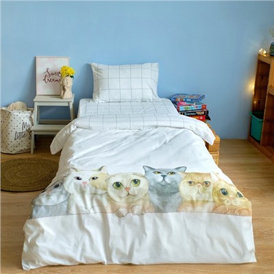 Постельное бельё 1.5-спальное «Этель» Happy cats, бязь