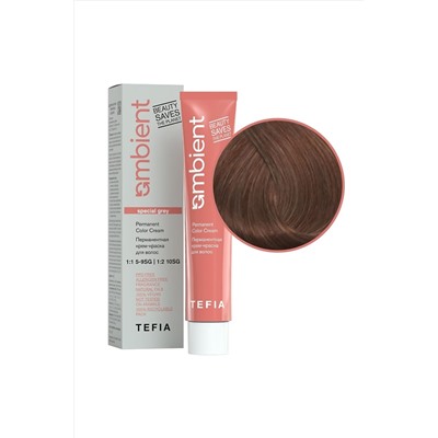 TEFIA Ambient 8.810 Перманентная крем-краска для волос / Светлый блондин коричнево-пепельный для седых волос, 60 мл KRISTALLER, 1109765