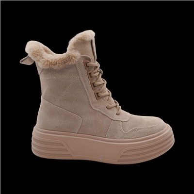 Ботинки на меху ZD24 бежевые