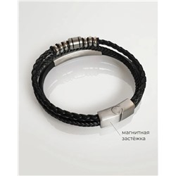 Браслет из стали на кожаном ремешке