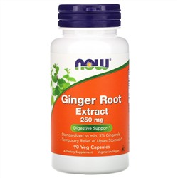 Now Foods, Экстракт корня имбиря, 250 мг, 90 растительных капсул